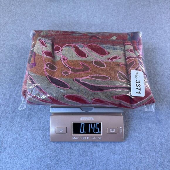 Embroidered Colorful Red Leaf / Floral  Wool? Scarf Shawl Wrap Stole 76" Long - Picture 14 of 14
